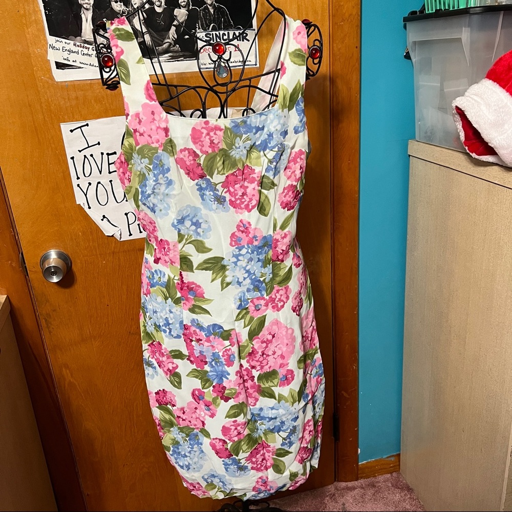 Barbara lesser floral dress tank white polyester size medium